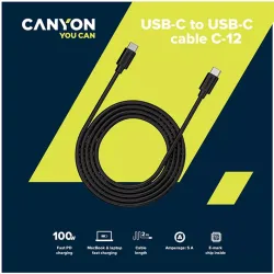 Canyon C-12 Fast charging and data transfer cable USB-C to USB-C 2m Black
