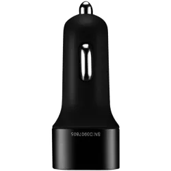 CANYON Mini 3 USB car adapter, Input 12V-24V, Output 5V-3.1A, black rubber coating+black metal ring (side with USB is in plastic)