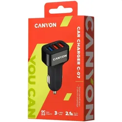 Canyon CNE-CCA07B univerzális autós töltő adapter (QC3.0)
