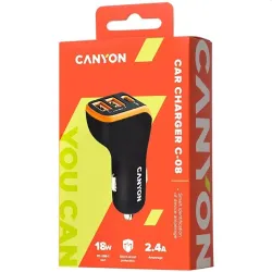 Canyon CNE-CCA08BO Triple USB Car Charger 18W Black/Orange