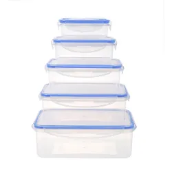TOO KT-140 5 db-os téglalap ételtároló doboz szett 240ml+500ml+1.000ml+1.500ml+2.500ml