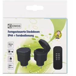 EMOS SCHUKO távirányítású aljzat fekete IP44 (P0068)