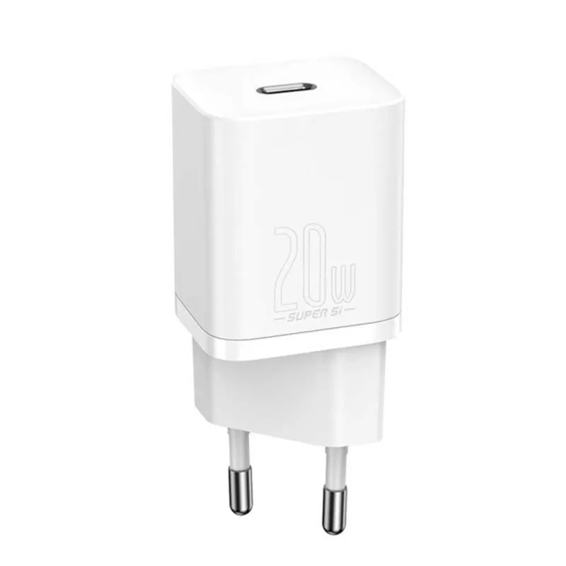 BASEUS SUPER SI hálózati töltő Type-C aljzat 20W, PD gyorstöltő, FEHÉR BASEUS SUPER SI hálózati töltő Type-C aljzat 20W, PD gyorstöltő, FEHÉR