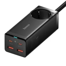 Baseus hálózati hosszabbító 2xUSB, 2xUSB-C csatlakozóval fekete (PSZM000401)