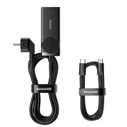Baseus hálózati hosszabbító 2xUSB, 2xUSB-C csatlakozóval fekete (PSZM000401)