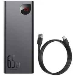 Baseus Adaman Metal 20000mAh PD QC 3.0 65W, 2xUSB + USB-C + micro USB Powerbank fekete (PPIMDA-D01)