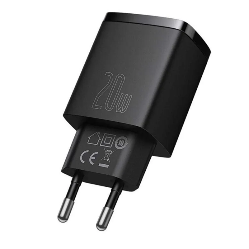 CHG Baseus Compact Quick Charger U+C 20W hálózati gyorstöltő, fekete CHG Baseus Compact Quick Charger U+C 20W hálózati gyorstöltő, fekete