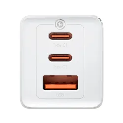 Baseus GaN5 Pro 2xUSB-C + USB-A hálózati töltő 65W fehér (CCGP120202)
