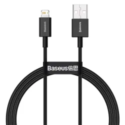 Baseus CALYS-A01 Superior 1m 2,4A Lightning fekete adat- és töltőkábel