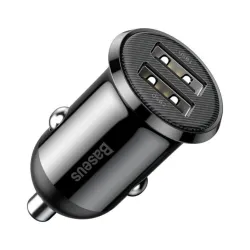 BASEUS GRAIN PRO autós töltő 2 USB aljzat 24W, gyorstöltő, FEKETE