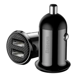 BASEUS GRAIN PRO autós töltő 2 USB aljzat 24W, gyorstöltő, FEKETE