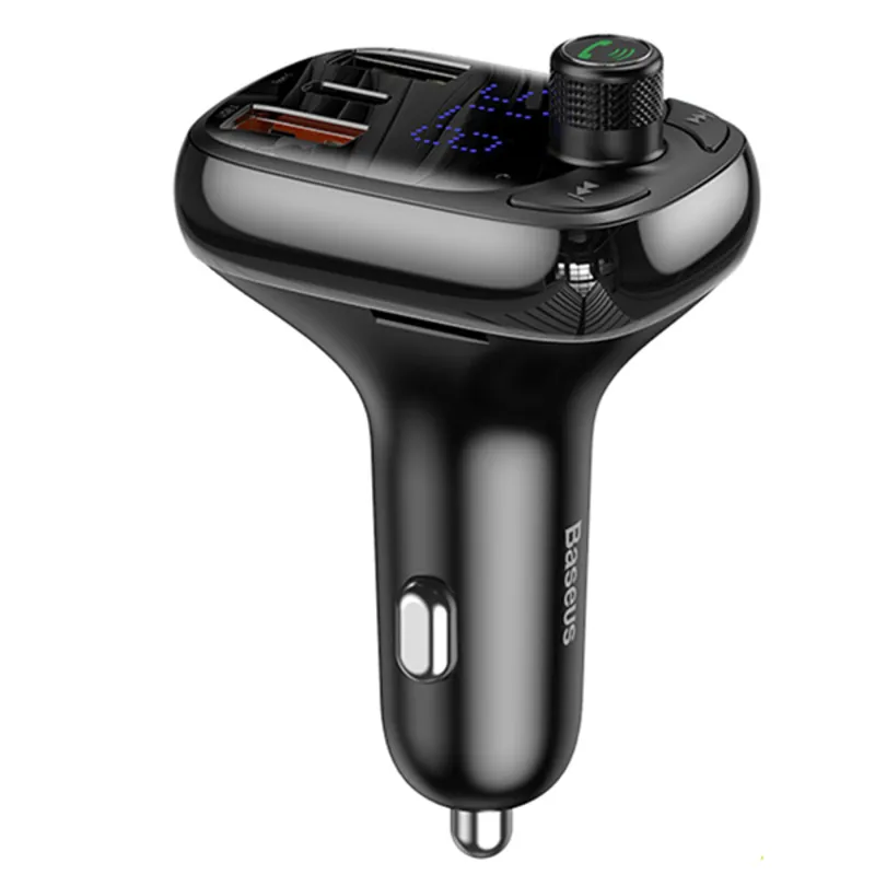 Baseus T Type S-13 Car Charger with FM Transmitter Black Baseus T Type S-13 Car Charger with FM Transmitter Black