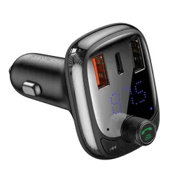 Baseus T Type S-13 Car Charger with FM Transmitter Black