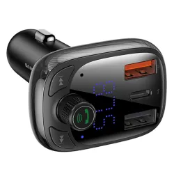 Baseus T Type S-13 Car Charger with FM Transmitter Black