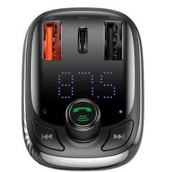 Baseus T Type S-13 Car Charger with FM Transmitter Black