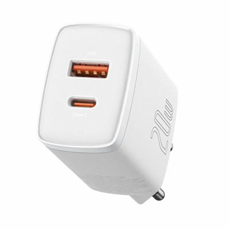 Baseus CCXJ-B02 20W USB/USB C fehér gyorstöltő Baseus CCXJ-B02 20W USB/USB C fehér gyorstöltő