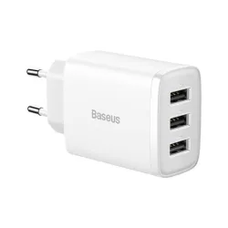Baseus kompakt gyorstöltő 3x USB-A 17W fehér (CCXJ020102)