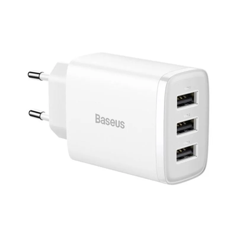 Baseus kompakt gyorstöltő 3x USB-A 17W fehér (CCXJ020102) Baseus kompakt gyorstöltő 3x USB-A 17W fehér (CCXJ020102)