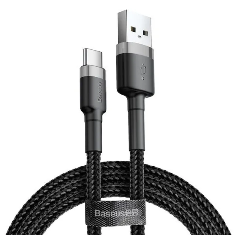 Baseus CATKLF-UG1 Cafule 3m 2A USB A/USB C szürke-fekete adat- és töltőkábel Baseus CATKLF-UG1 Cafule 3m 2A USB A/USB C szürke-fekete adat- és töltőkábel