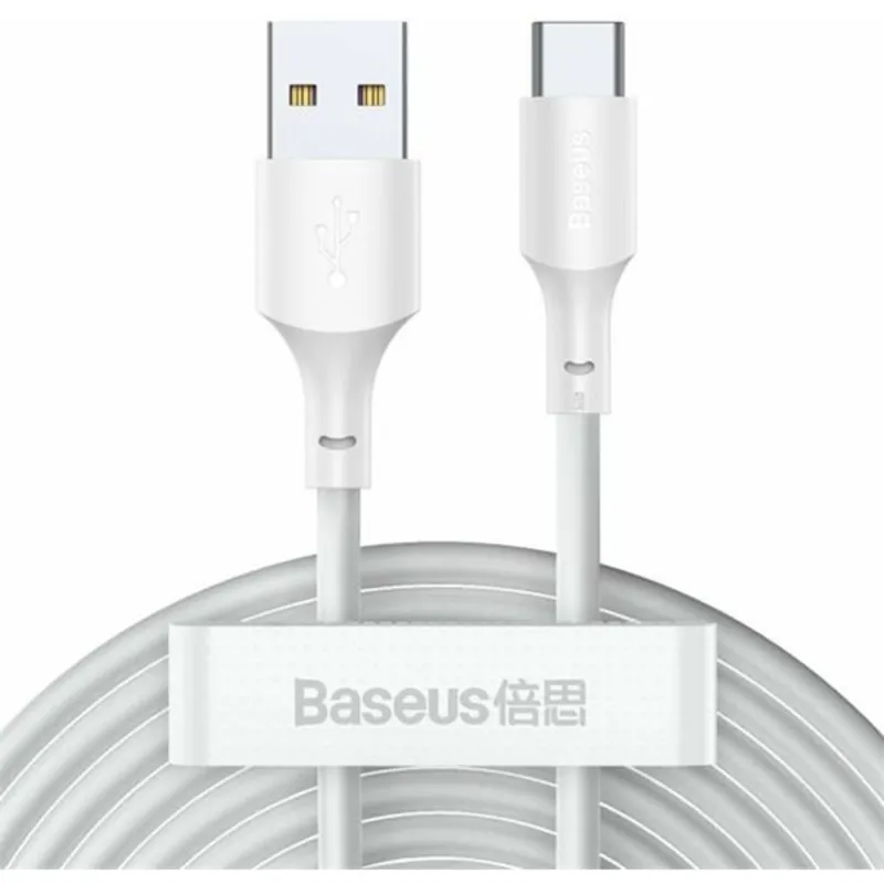 Baseus Simple Wisdom USB-A - USB-C kábel 2db 1.5m fehér Baseus Simple Wisdom USB-A - USB-C kábel 2db 1.5m fehér