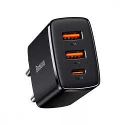 Baseus 2xUSB-A +USB-C PD 30W Quick Charger Black