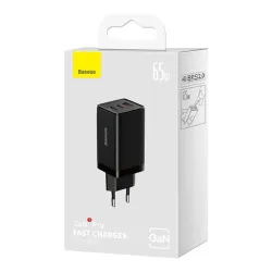 Baseus GaN5 Pro 2xUSB-C + USB-A hálózati töltő 65W fekete (CCGP120201)