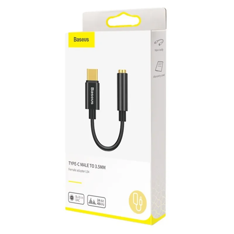 Baseus CATL54-01 USB-C - 3,5 mm jack fekete adapter Baseus CATL54-01 USB-C - 3,5 mm jack fekete adapter