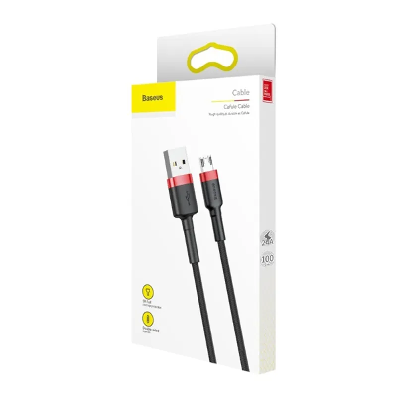 Baseus Cafule CAMKLF-B91 2.4A, 1m, piros-fekete Micro-USB kábel Baseus Cafule CAMKLF-B91 2.4A, 1m, piros-fekete Micro-USB kábel