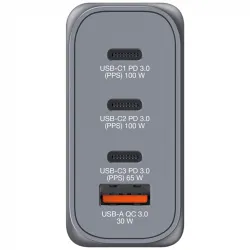 Verbatim 100W 4-Port (2xUSB-C PD 100W/1xUSB-C PD 65W/1xUSB-A QC 3.0) GaN EU/UK hálózati töltő (32202)
