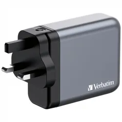 Verbatim 140W 4-Port (2xUSB-C PD 140W/1xUSB-C PD 20W/1xUSB-A QC 3.0) GaN EU/UK hálózati töltő (32203)