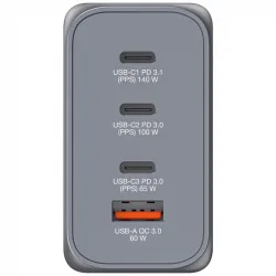 Verbatim 240W 4-Port (1xUSB-C PD 140W/1xUSB-C PD 100W/1xUSB-C PD 65W/1xUSB-A QC 3.0) GaN EU/UK hálózati töltő (32205)