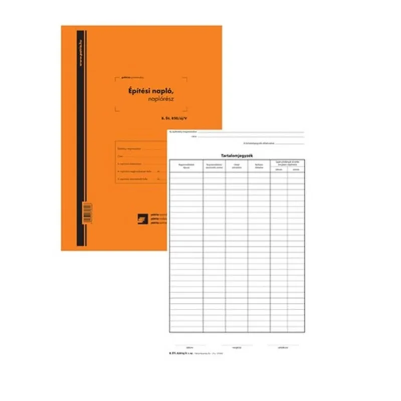 2x25lapos tömb + 9db 2lapos garnitúra "Építési napló, naplórész" nyomtatvány 2x25lapos tömb + 9db 2lapos garnitúra "Építési napló, naplórész" nyomtatvány
