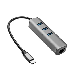 Akyga HUB - USB type C  / USB 3.0 3-port + Ethernet - AK-AD-66