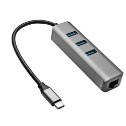 Akyga HUB - USB type C  / USB 3.0 3-port + Ethernet - AK-AD-66