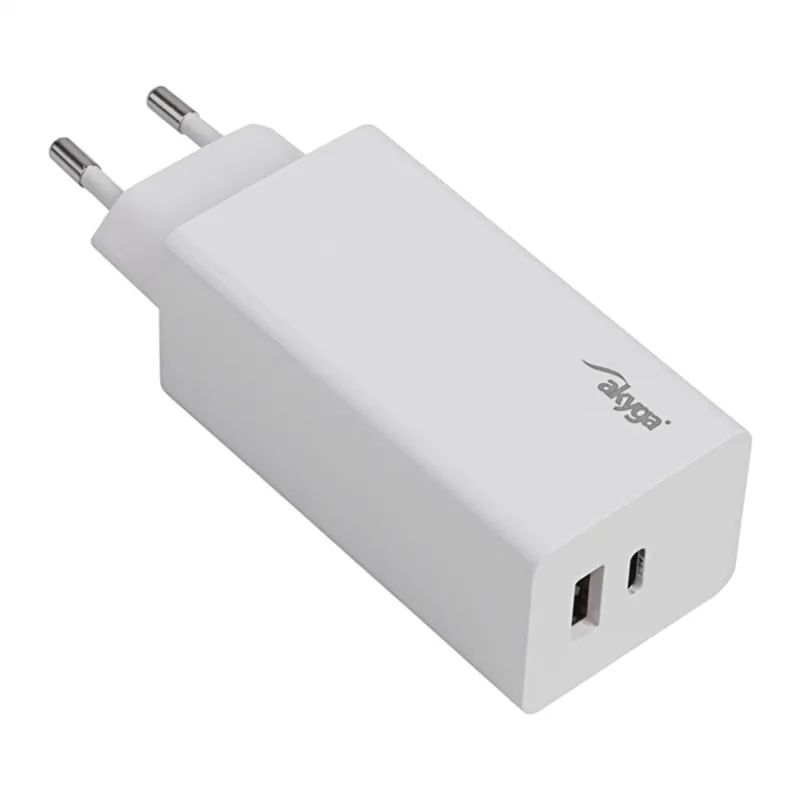 Hálózati töltő Akyga AK-CH-20 USB-A+USB-C 5A/100W Quick Charge 3.0 GaN Hálózati töltő Akyga AK-CH-20 USB-A+USB-C 5A/100W Quick Charge 3.0 GaN