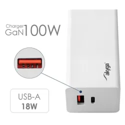 Hálózati töltő Akyga AK-CH-20 USB-A+USB-C 5A/100W Quick Charge 3.0 GaN