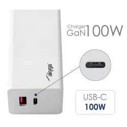 Hálózati töltő Akyga AK-CH-20 USB-A+USB-C 5A/100W Quick Charge 3.0 GaN