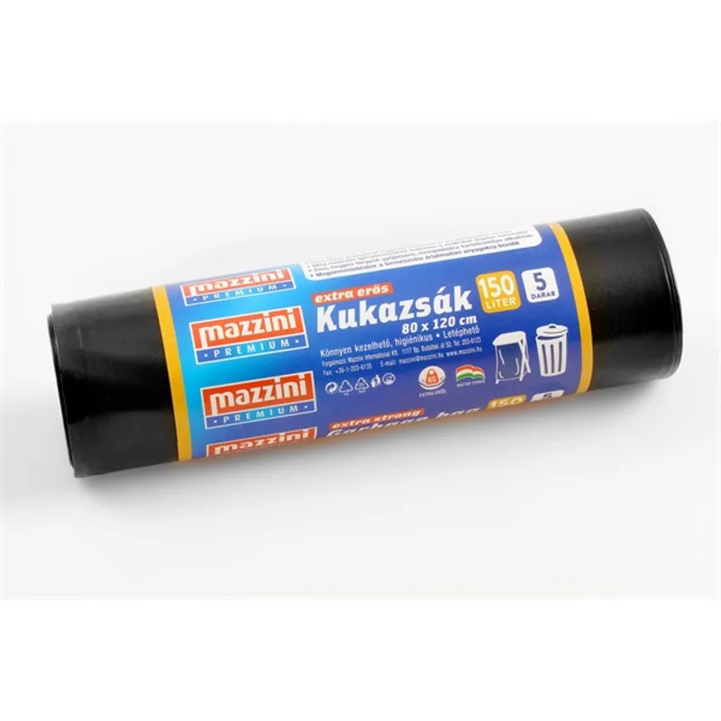 MAZZINI 104091 Prémium extra erős 5db/roll 150L szemeteszsák MAZZINI 104091 Prémium extra erős 5db/roll 150L szemeteszsák