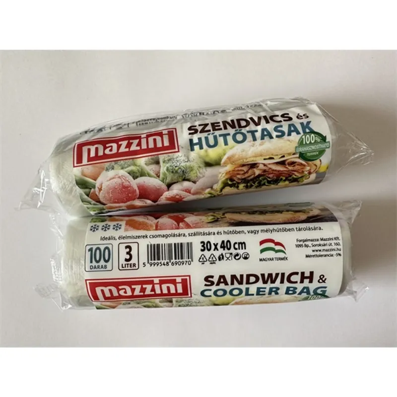 MAZZINI 105040 30x40cm 3L 100db szendvics és hűtőtasak MAZZINI 105040 30x40cm 3L 100db szendvics és hűtőtasak
