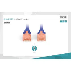 DIGITUS CAT 6 U-UTP patch cable PVC AWG 26/7 length 0.5m color blue