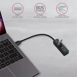 AXAGON HUE-M1A SuperSpeed USB-A Mini Hub 4-Portos USB3.2 HUB Metal black