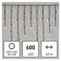 EMOS LED karácsonyi jégcsapok 10m IP44 programokkal hidegfehér (D4CC03)