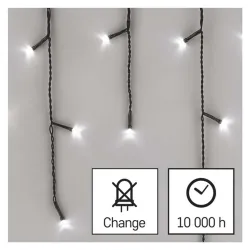 EMOS LED karácsonyi jégcsapok 10m IP44 programokkal hidegfehér (D4CC03)