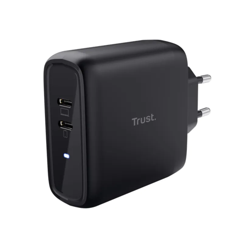 Trust 25380 Maxo 65W 2P USB-C fekete töltő adapter Trust 25380 Maxo 65W 2P USB-C fekete töltő adapter