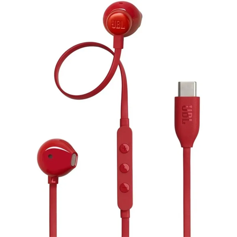 JBL T 305 C RED vezetékes USB C mikrofonos piros fülhallgató JBL T 305 C RED vezetékes USB C mikrofonos piros fülhallgató