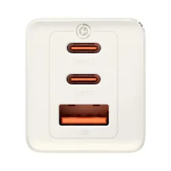 Baseus GaN5 2xUSB-C + USB, 65W + 1m kábel fehér (P10110812227-Z1)