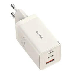 Baseus GaN5 2xUSB-C + USB, 65W + 1m kábel fehér (P10110812227-Z1)