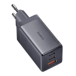 Baseus GaN5 2xUSB-C + USB, 65W + 1m kábel szürke (P10110812827-Z1)