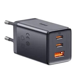 Baseus GaN5 2xUSB-C + USB, 65W + 1m kábel szürke (P10110812827-Z1)