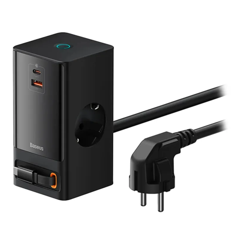 Baseus PSLR000301 PowerCombo 65W fekete hálózati töltő és elosztó Baseus PSLR000301 PowerCombo 65W fekete hálózati töltő és elosztó